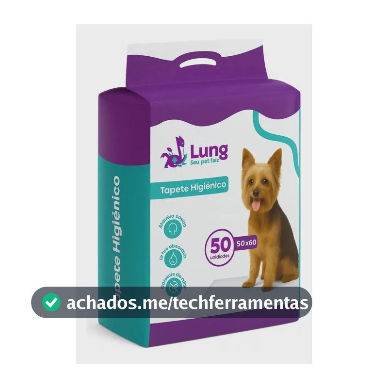 Tapete Higiênico 50x60cm 50Un Cachorro Pet Lung Descartável Com Gel Econômico