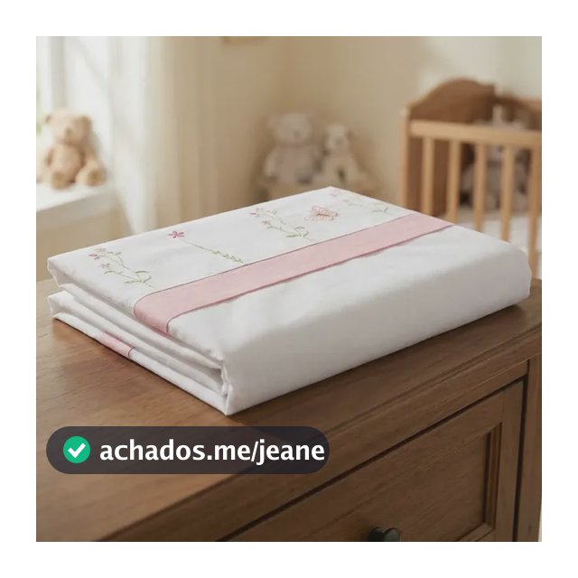 Jogo De Lençol Berço Algodão Antialérgico Flores Bordadas