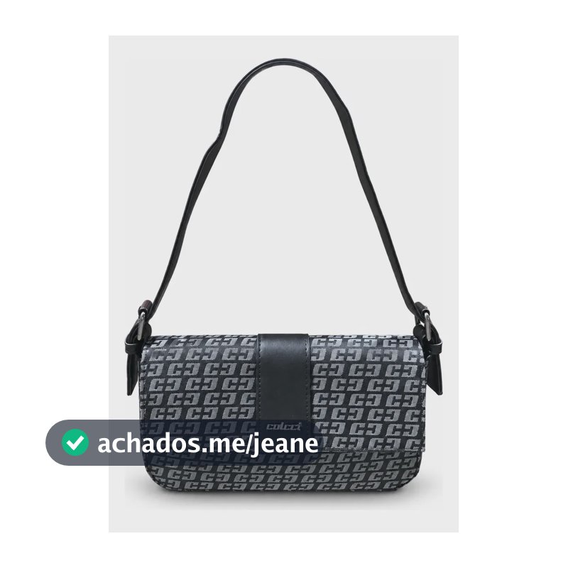 Bolsa Feminina Colcci Preta Media Monograma Festa Com Alça Preto Pu Jacquard Onix