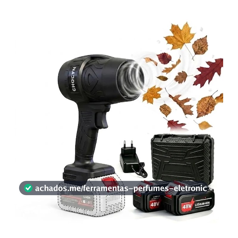 Soprador de ar turbo portatil a bateria 48v potente para limpeza de carro com 2 baterias e maleta secagem e tirar poeira