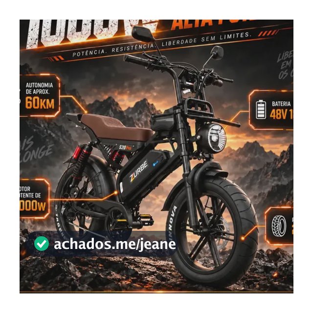 Bicicleta Elétrica Zurbe S20 PRO 1000W com Bateria Removível 18.2 Ah e Aro 20