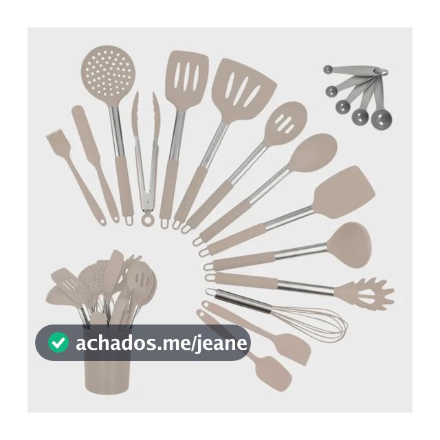 Kit 15 Utensílios De Cozinha Com Cabo De Inox E Silicone