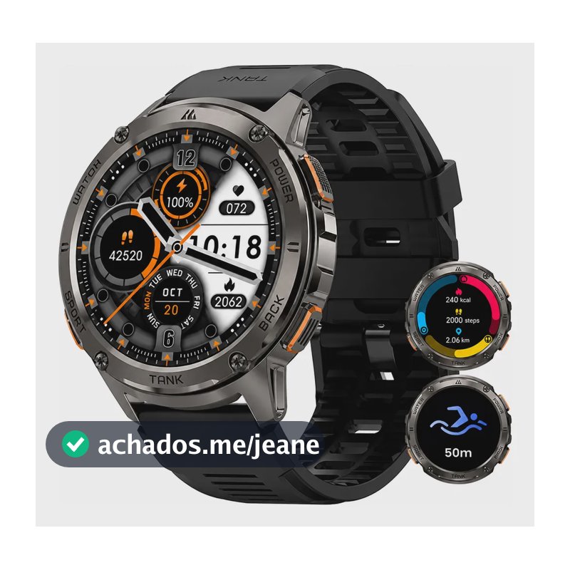 Kospet T3 Relógio Inteligente Smartwatch Esportivo 5atm&ip69 Preto Mesh