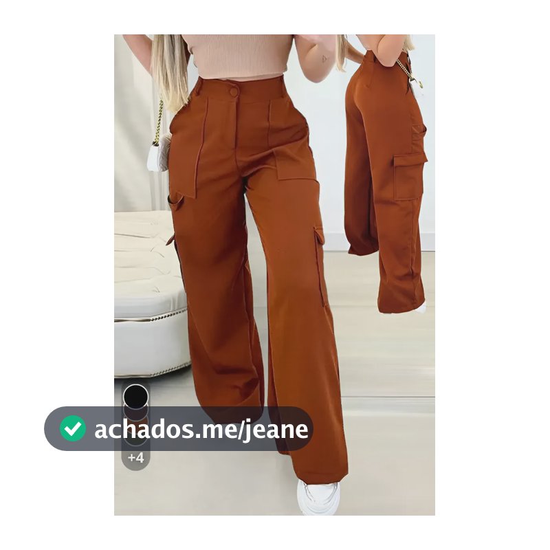 Calça Alfaiataria Cargo Feminina Wide Leg Pantalona Elegante Mostarda Liso G