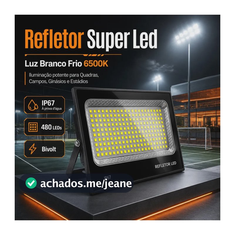 Refletor Led 500w Smd Holofote Prova Dagua Ip67 Cor Da Carcaça Preto Cor Da Luz Branco-frio 6500k B&g