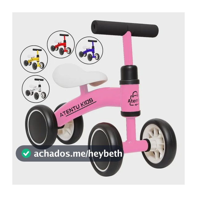 Bicicleta Infantil De Equilíbrio Sem Pedal Andador 4 Rodas Cor Rosa