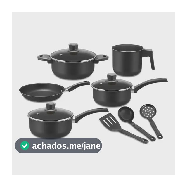 Jogo De Panela Com Frigideira + Leiteira + Espátulas Cor Preto