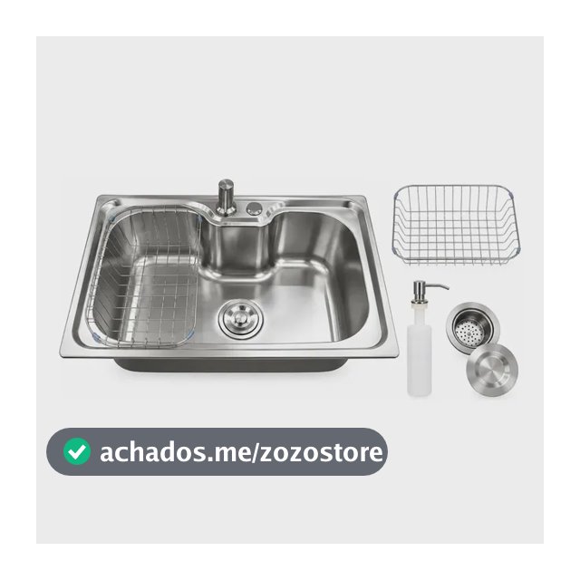 Cuba Gourmet para Cozinha de Aço Inoxidável 60x42 cm, com Dispenser e Cesto Escorredor Stillus Home