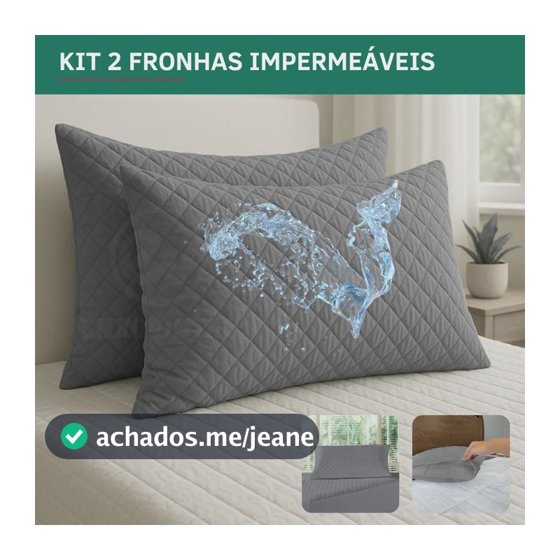 Kit 2 Capa Para Travesseiro Matelado Impermeável Fronha Antialérgica Toque Macio Silencioso Cor Cinza