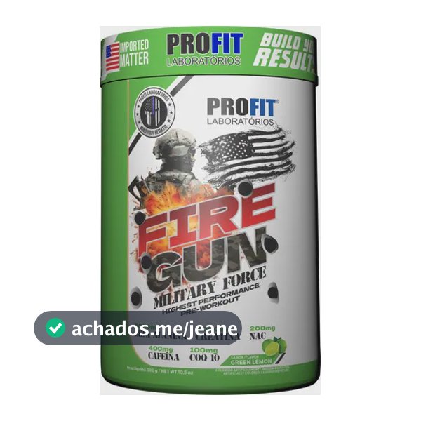 Pré Treino Fire Gun 300g Military Force - Profitlabs Sabor Green Lemon