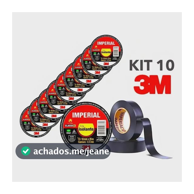 Kit 10 Fita Isolante 3m Adesiva Imperial 18mm X 20 Metros
