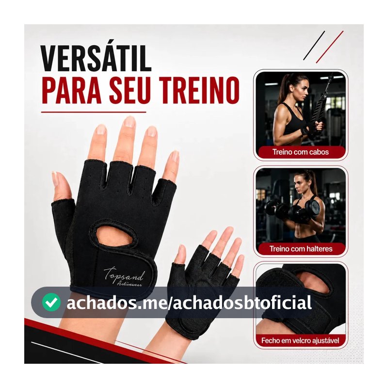 Luva Academia Musculação Treino Crossfit Unissex Ajustável Protetor Palmar Antiderrapante Neoprene Grip Fitness Proteção Contra Calos Palma Preta Tamanho Único Para Treino Topsand Activewear