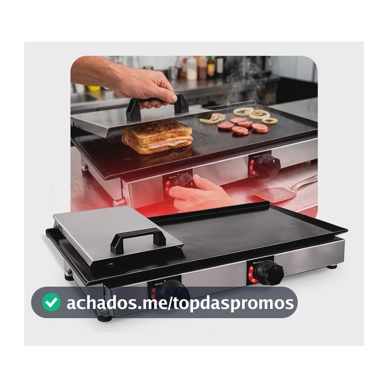 Chapa Para Lanche 60x30 Chapeira Porções A Gás Com Prensa