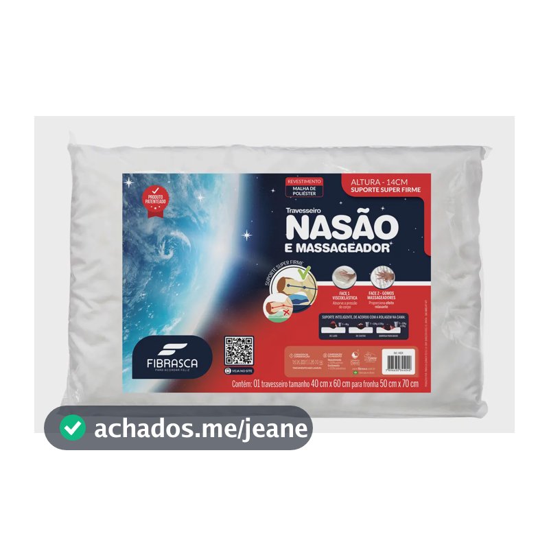Travesseiro Nasa Alto Nasão E Massageador Fibrasca 50cmx70cm