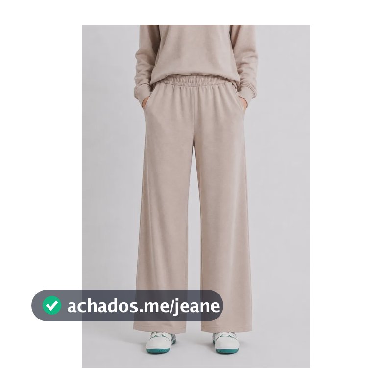 Calça Feminina Moletinho Pantalona Soft Touch Com Bolso Bege M