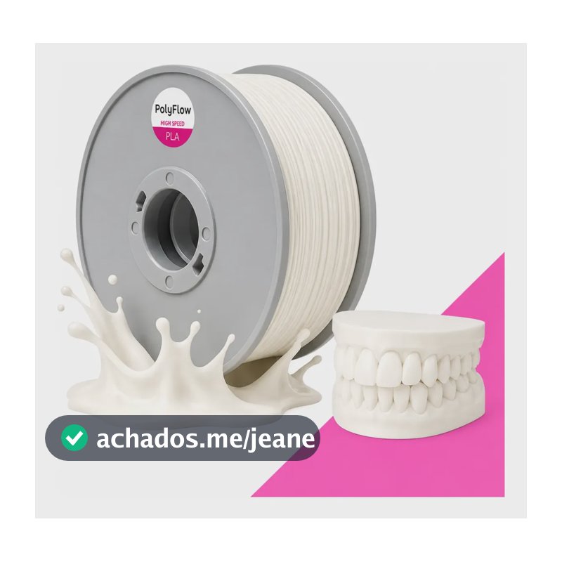 Filamento 3d Pla 1,75mm Polyflow 1kg - Premium High Speed Branco Dental