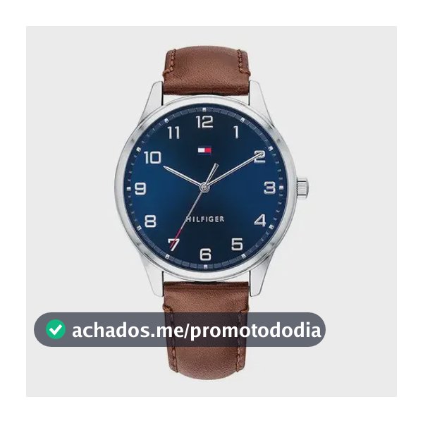 Relógio Tommy Hilfiger 1791659 Cor de malha original: cor de moldura marrom, cor de fundo prateada, cor de fundo azul