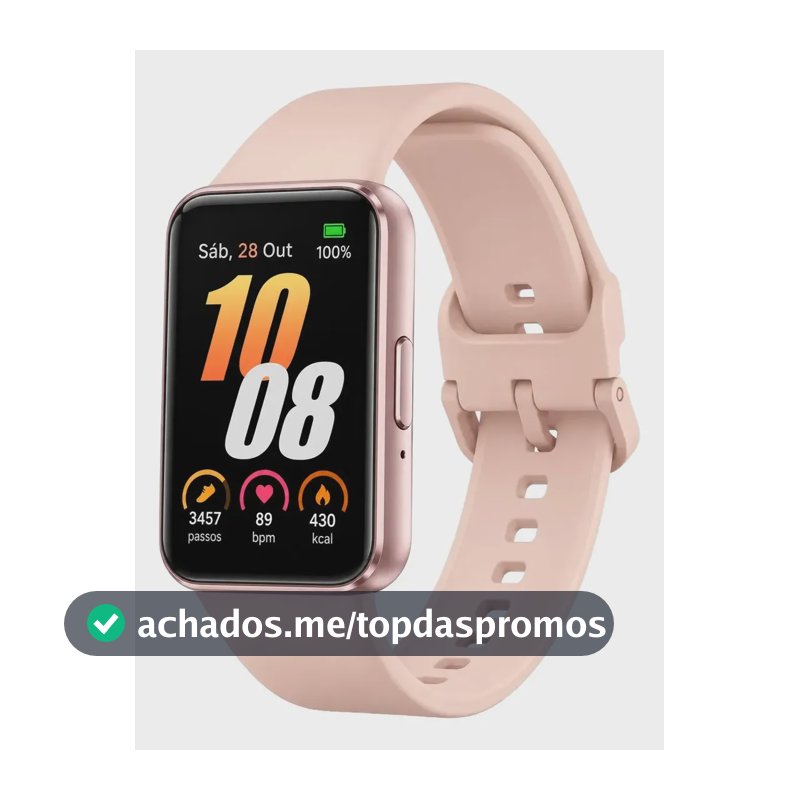Samsung Galaxy Fit3 Rosé Smartwatch Tela Amoled 1.6 Bluetooth Monitor Cardíaco Bateria Longa Duração Resistente À Água