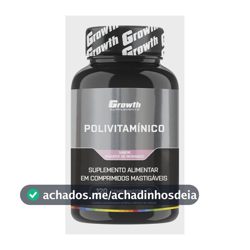 Polivitaminico Mastigável 120un. Growth Supplements - Sabor Morango