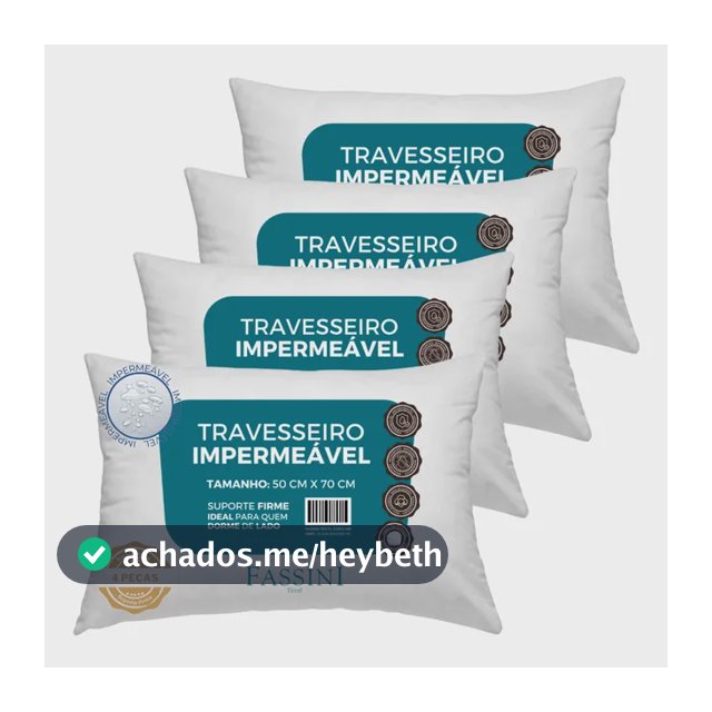 4 Travesseiros Antialérgico Impermeável 50x70 Super Macio Branco
