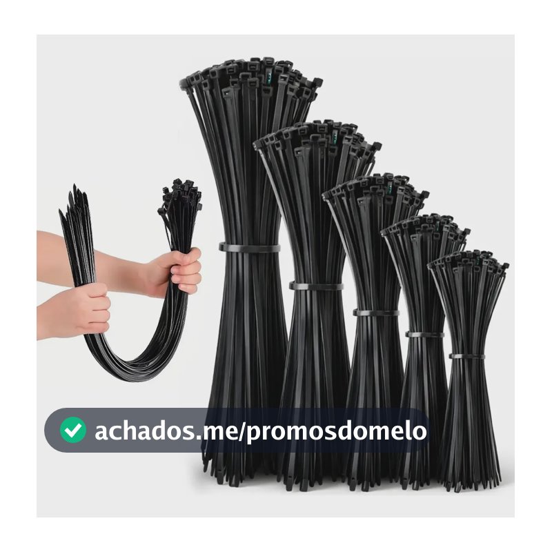 Kit 500 Fita Hellerman Cinta Plástica Enforca Gato 5 Tamanho Preto