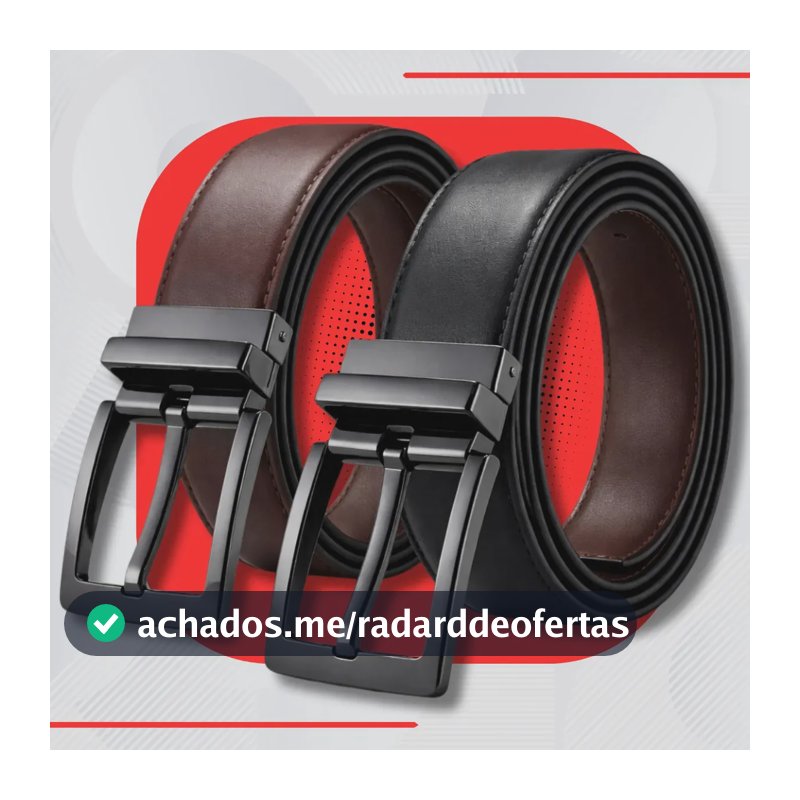 Cinto Duplo Masculino Couro Dupla Face 2 Em 1 Preto Marrom Social 120CM
