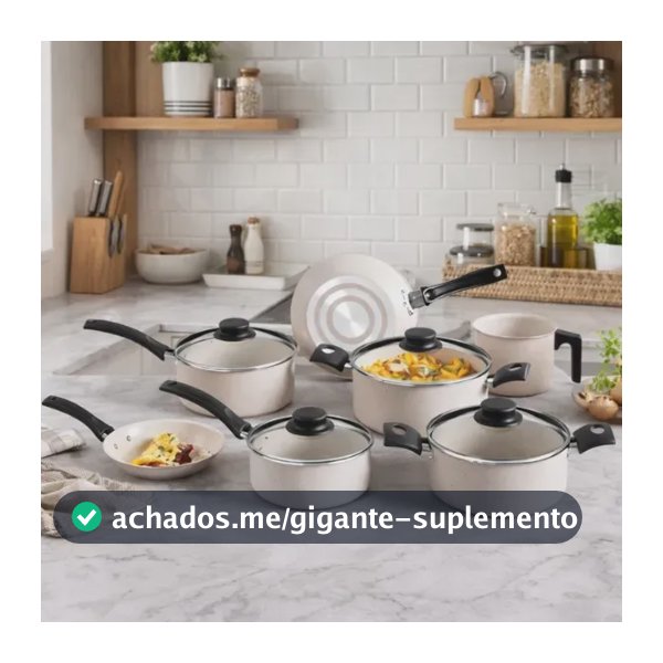 Jogo De Panelas Crema Turim Tramontina 7 Peças Antiaderente Bege