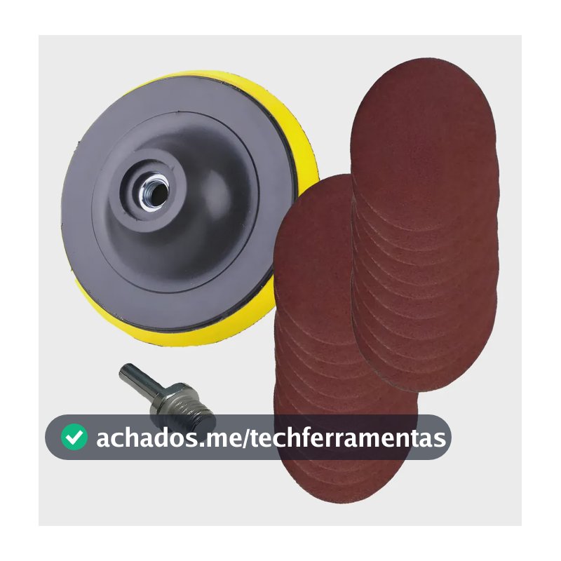 Suporte Para Lixadeira Furadeira + 20 Lixas Com Adaptador  Vermelho/amarelo