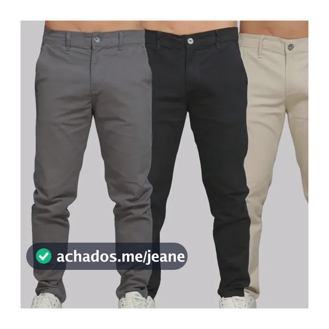 Kit 3 Calça Sarja Masculina Calca Masculino C/lycra Elastano