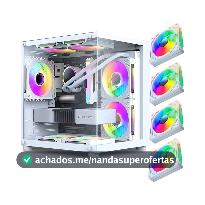 Gabinete Gamer Aquário Em Vidro Com 4 Fans Rgb Gb1797 Cor Branco
