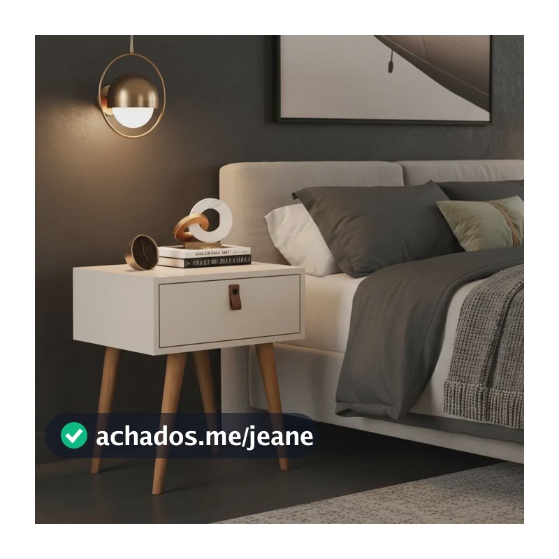 Kit 2 Mesas de Cabeceira Retro OffWhite/Legno 1 Gaveta Criado Mudo Mérito