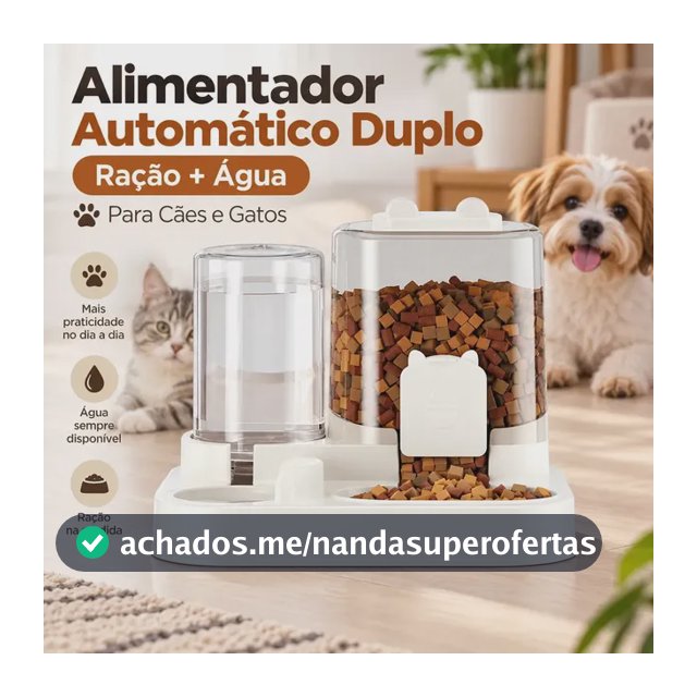 Alimentador Comedouro e Bebedouro Automático Duplo Ração e Água Pet Cães Gatos