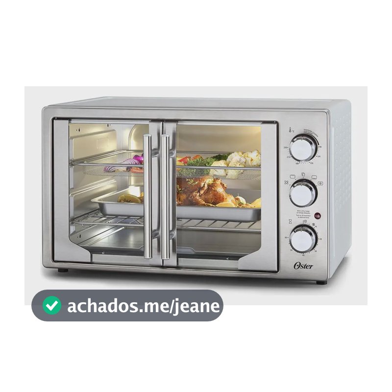 Forno E Fritadeira Sem Óleo Oster 42l French Door 2 Em 1 Cor Prateado TSSTTVFDMAF