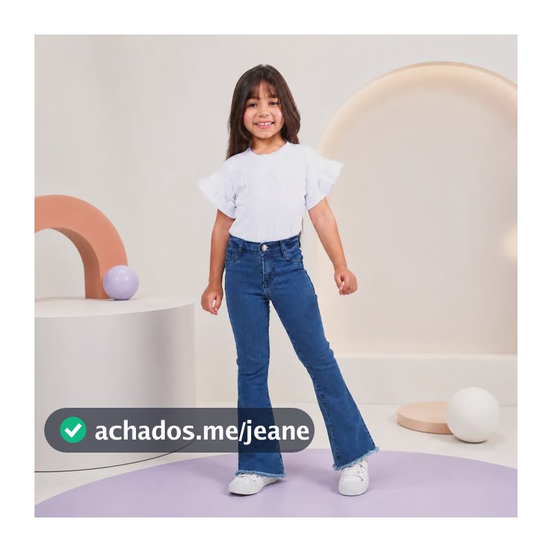 Calça Jeans Flare Infantil Com Elastano Estilo Blogueirinha Azul Jeans 4