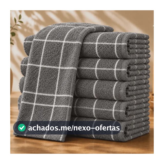 Kit 10 Panos De Prato Xadrez Atoalhado Alta Absorção Luxo Cinza