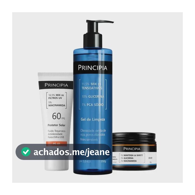 Kit Principia para Rotina de Skincare Pele Sensível com Protetor Solar FPS 60