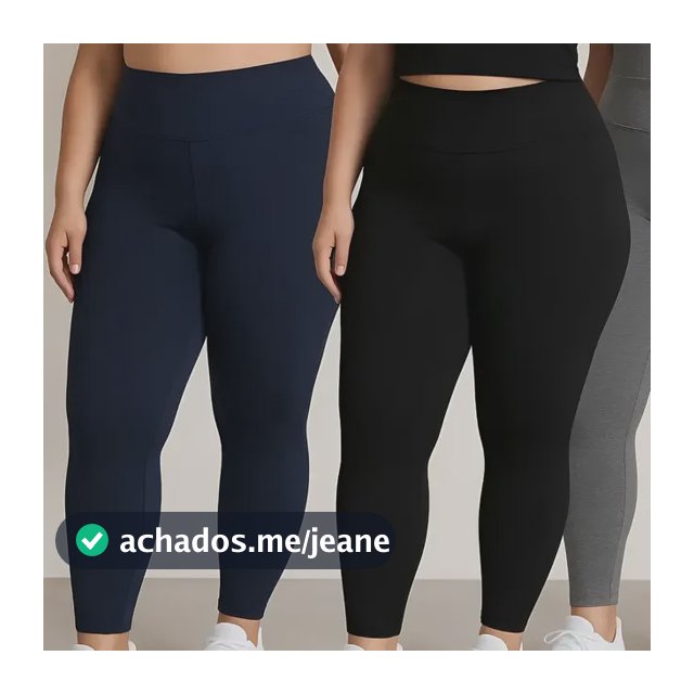 Kit 3 Calças Plus Size Feminina Legging Grossa Cós Alto