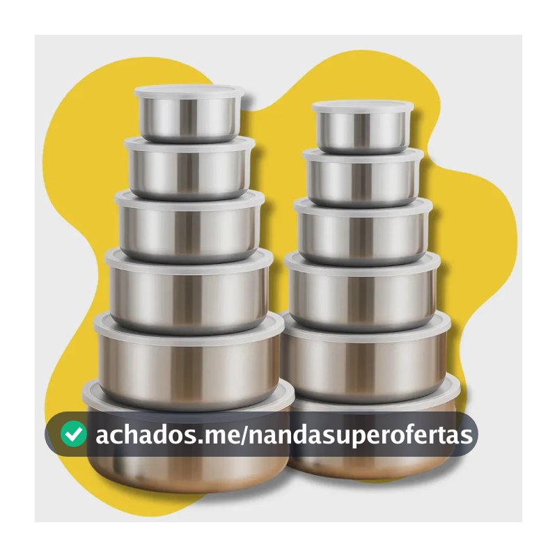 10 Jogo Conjunto Potes Com Tampa Hermetico Em Aço Inox Cinza