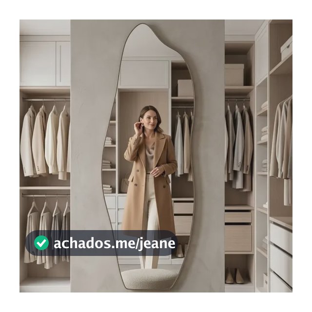 Espelho Orgânico Corpo Inteiro 90cmx40cm Pinterest Polido Magnus - Suporte