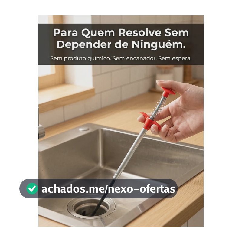 Desentupidor Cano Cozinha Pia Ralo Vaso Cabo Pegador de Objetos Garra Flexível 95cm DOR BLOCK