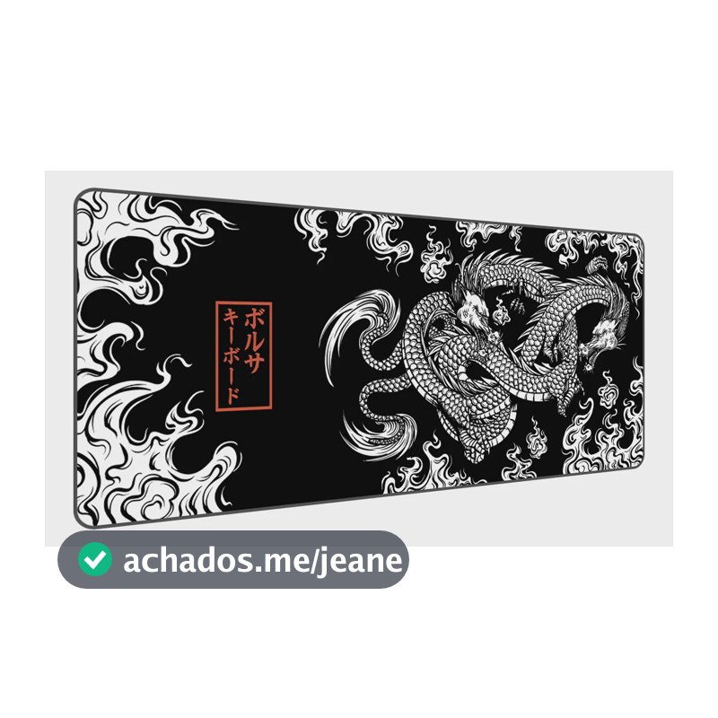 Mouse Pad Gamer Grande 90x40cm Titorion Dragão Chinês Preto Borracha Tecido