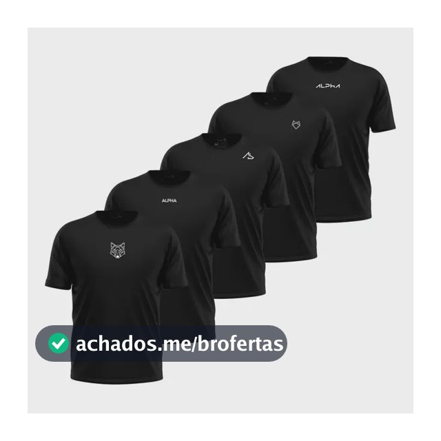 Kit 5 Camisetas Dry All Black Alpha
