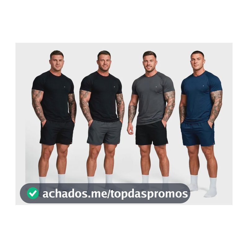 Kit 8 Peças Dry Fit 4 Camisetas + 4 Shorts Academia Sandrini Sortidos Liso G
