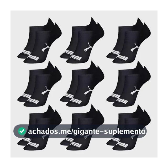 Kit 9 Pares Meias Puma Sapatilha Cano Baixo Algodão Original