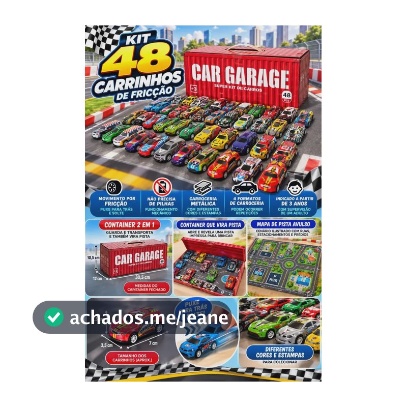 Kit 48 Super Carrinhos Infantil Com Garagem, Container de Carrinhos Tabuleiro De Estacionamento E Embalagem Em Formato de Container