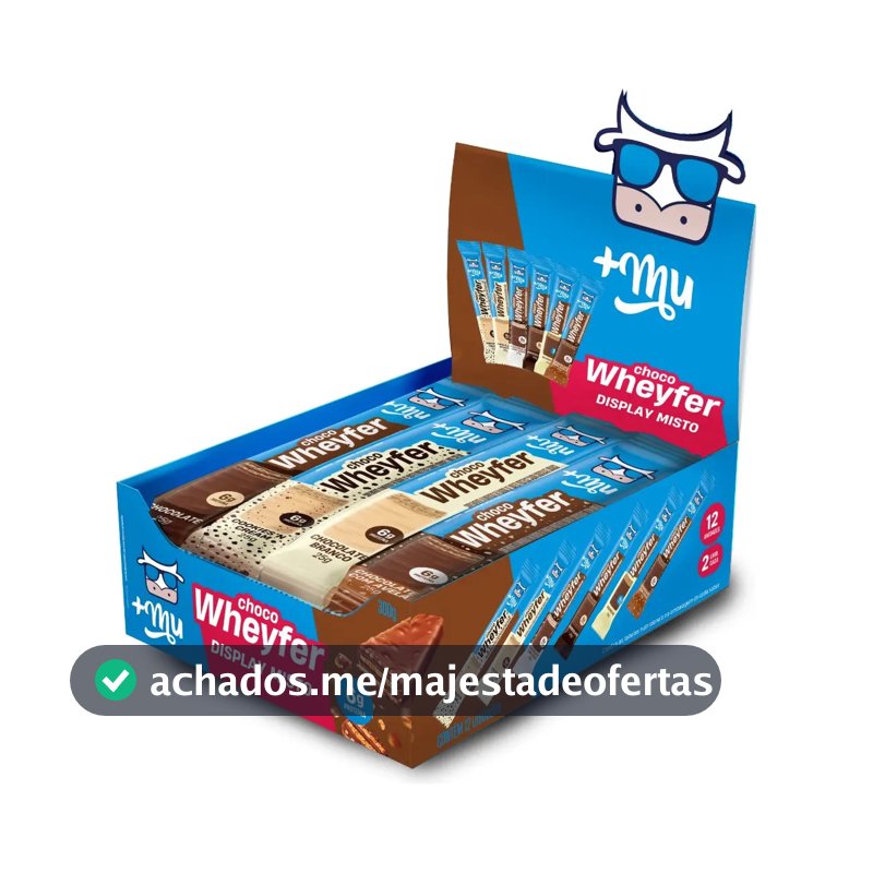 Whey protein +Mu Chocowheyfer em barra de cereais sabor Mix x 300g 12 un