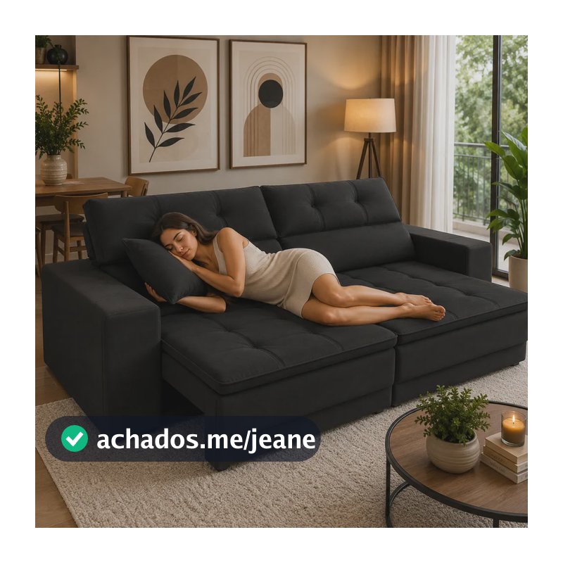 Sofá Retrátil E Reclinável 2 Lugares Bella Suede Preto 1,70m Preto