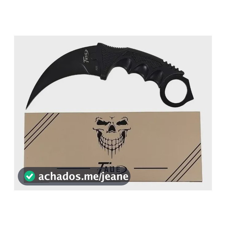 Faca Canivete Curvado Oxidado Com Bainha Modelo Karambit A22 Preto