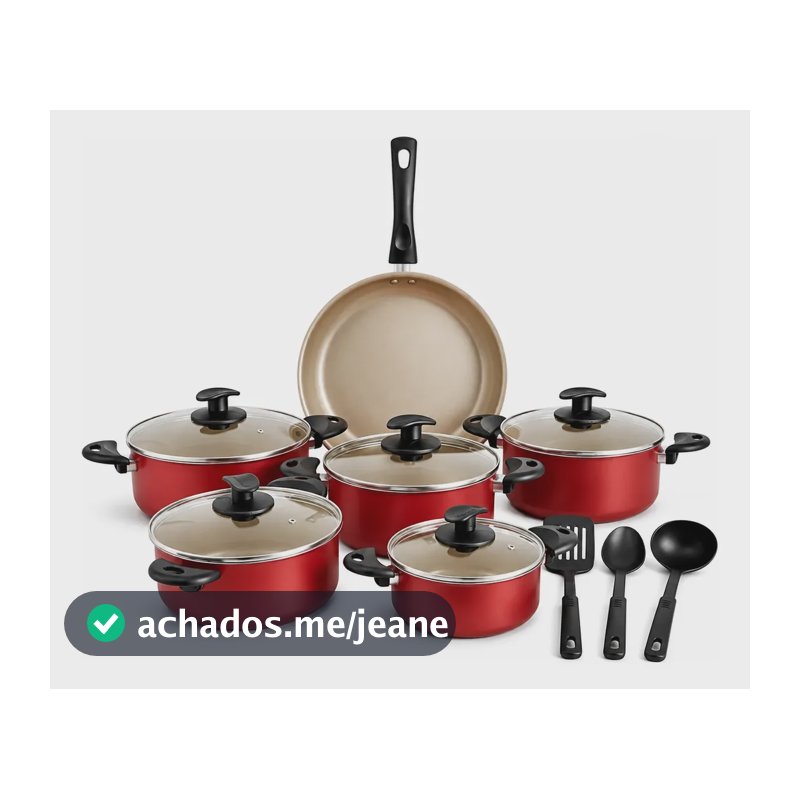 Jogo De Panelas Antiaderente 9 Peças  Aluminio Teflon Cereja Cereja