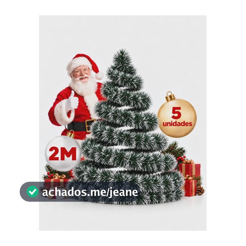 Kit 5 Festão Árvore De Natal 10 Metros Cheio Grosso 13cm Verde Neve Nevado Flexível Sem Laços Varal Natalino Decoração 2m Enfance